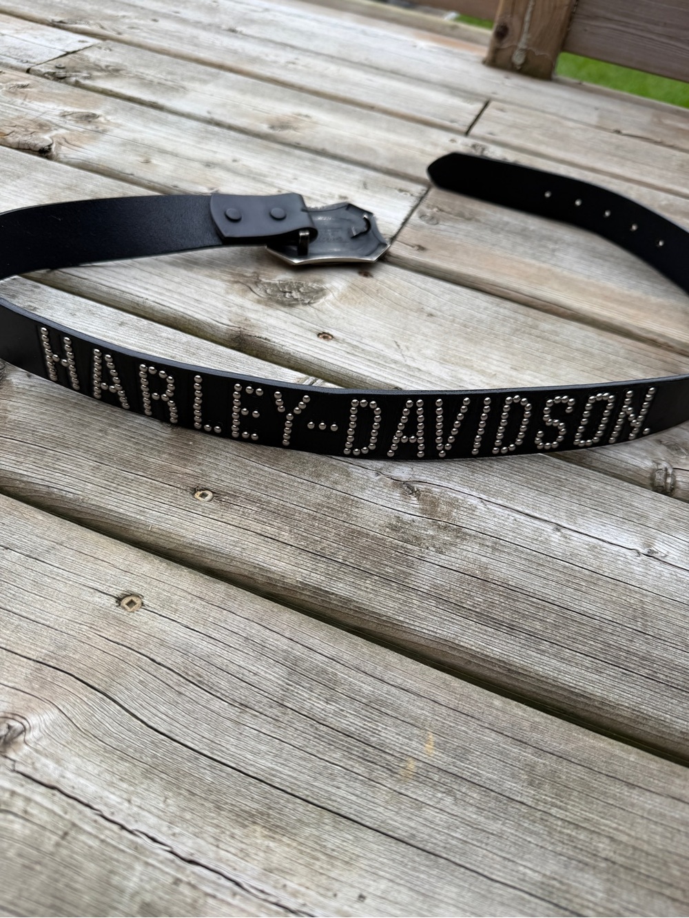 Harley Davidson 99548-04V Skull Buckle Studded Leather Belt Size 36 2005